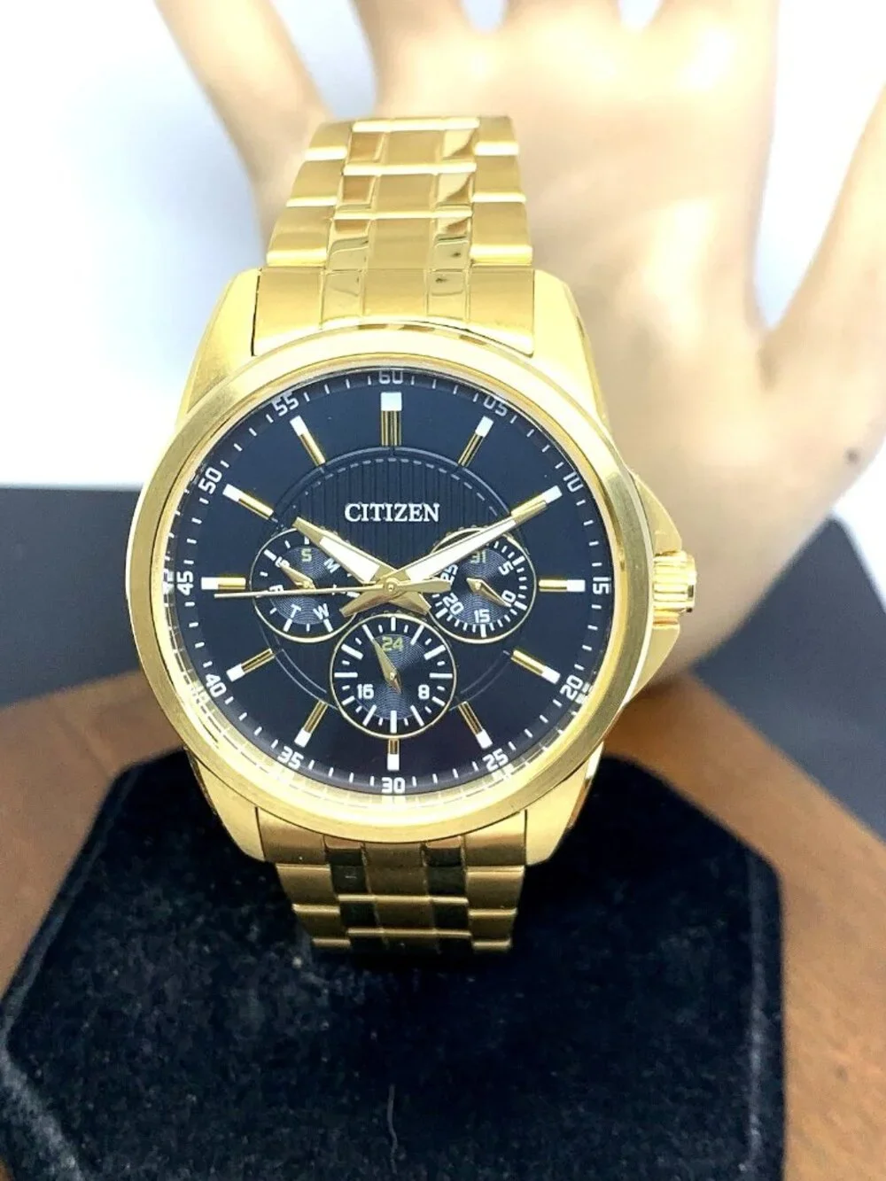 Citizen Men's Watch AG8342-52L Quartz Black Dial Gold Stainless Steel 42mm